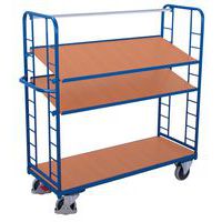 Ergonomischer hoher Wagen mit 3 Holzplatten - Tragkraft 500 kg