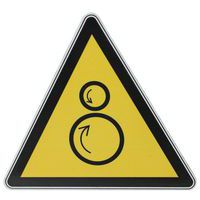 Warnschild - Gegenläufige Rollen - Aluminium