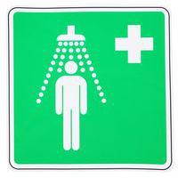 Hinweisschild Sicherheitsdusche, selbstklebend - Manutan Expert