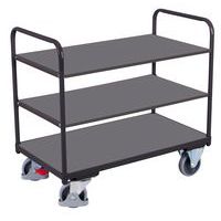 Ergonomischer Wagen mit 3 Holzplatten - Vertikale Stangen - Tragkraft 250 kg