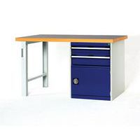 Arbeitstisch Cubio Combi mit 2 Schubfächern + 1 Schrank - Breite 150 cm - Polyrey