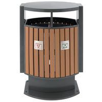 Abfallbehälter für den Außenbereich, Mülltrennung, Holzoptik 2 x 39 L