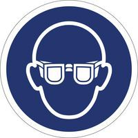 Gebotszeichen ISO 7010, Augenschutz benutzen, Kunststoff-Folie, selbstklebend