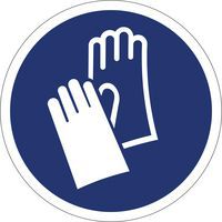 Gebotszeichen ISO 7010, Handschutz benutzen, Kunststoff-Folie, selbstklebend