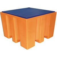 Auffangpalette, Inhalt Auffangbehälter: 1000 L, Farbe: Orange, Kapazität (Anzahl Fässer): 4