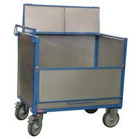 Chariot conteneur acier galvanisé avec couvercle - 1 panneau rabattable - force 500Kg - FIMM