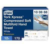 Essuie-mains interfoliés doux comprimés blancs H2, 2 plis - Tork