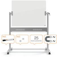 Mobiles, drehbares Whiteboard aus weiß glänzendem Glas - Nobo
