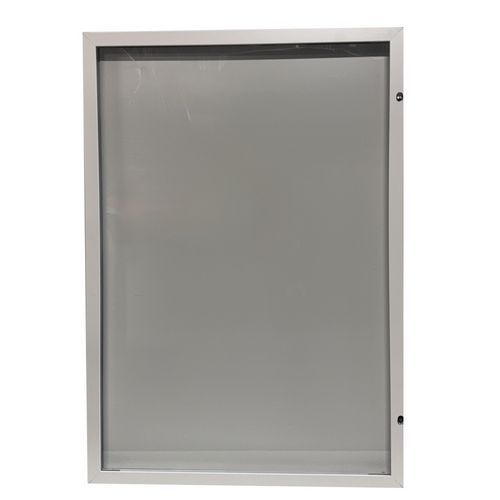 Außenvitrine mit Flügeltür, Aluminiumboden, weißer Rahmen - AME