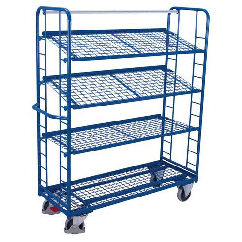 Chariot haut ergonomique 4 plateaux grillagés - Capacités 250 et 400 kg