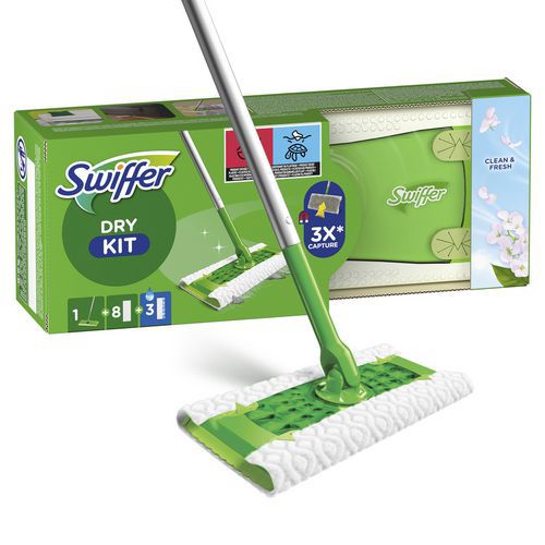 Set Wischer und Tücher, 8 trockene/3 Feuchttücher - Swiffer