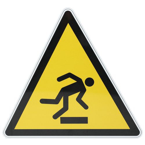 Warnschild - Stolpergefahr, Hindernis am Boden - Aluminium