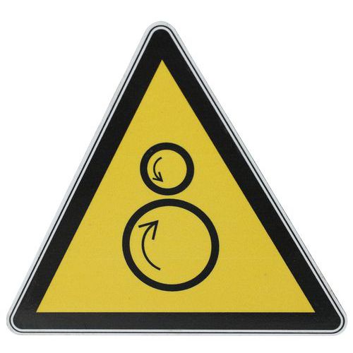 Warnschild - Gegenläufige Rollen - Aluminium