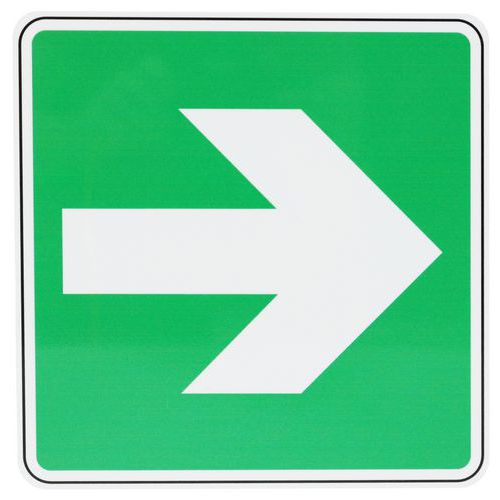 Fluchtwegschild Richtungspfeil nach rechts, Aluminium - Manutan Expert