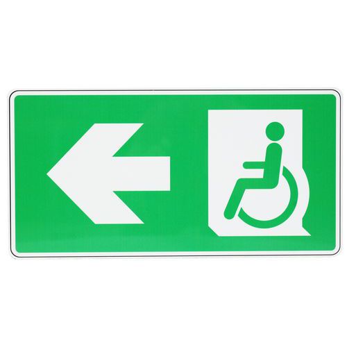 Panneau Sortie handicapés flèche gauche aluminium - Manutan Expert