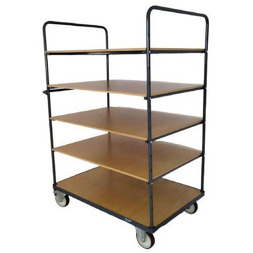 Hoher Wagen mit 5 Holzböden - Tragkraft 400 bis 500 kg - Manutan Expert