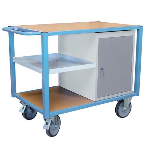 Chariot 3 plateaux et 1 bloc-coffre - capacité 500 kg - FIMM