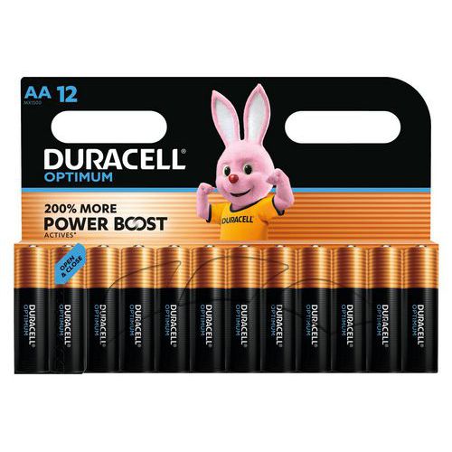 Pile Alcaline Optimum AA - 12 unités - Duracell