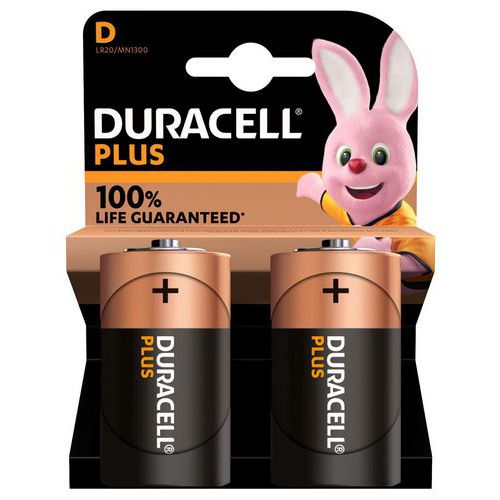 Pile Alcaline D Plus 100 % - 2 unités - Duracell