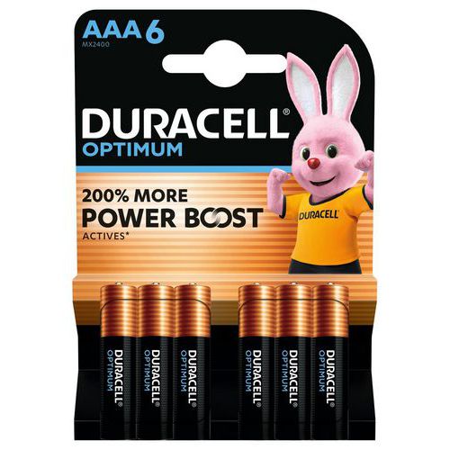 Pile Alcaline Optimum AAA - 6 unités - Duracell