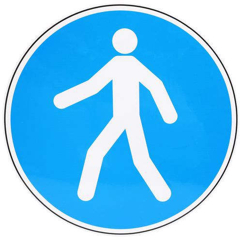 Panneau obligation - Passage piétons - Adhésif - Manutan Expert