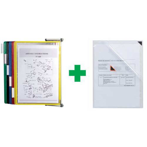 Wandsichttafel A4, 10 Sichttafeln in verschiedenen Farben und Kang Easy Clic A4 - Tarifold