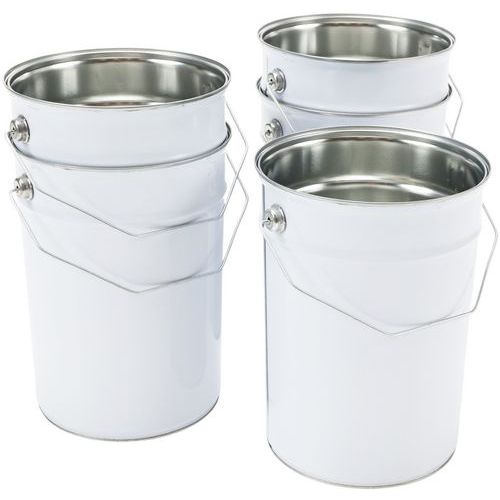 Weißer Metalleimer mit Flachdeckel - 2,5 bis 5 L