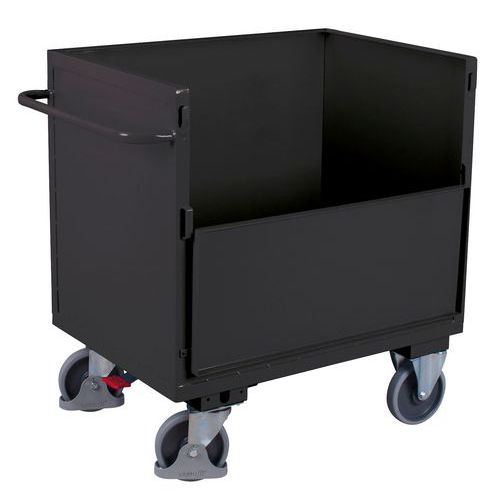 Ergonomischer Stahlwagen ohne Deckel - 1 Wand halb einklappbar - 500 kg