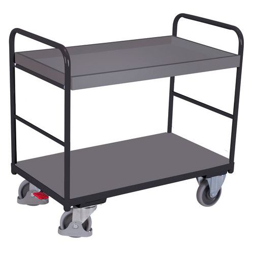 Ergonomischer Wagen mit 2 Holzplatten - Vertikale Stangen - Tragkraft 250 kg