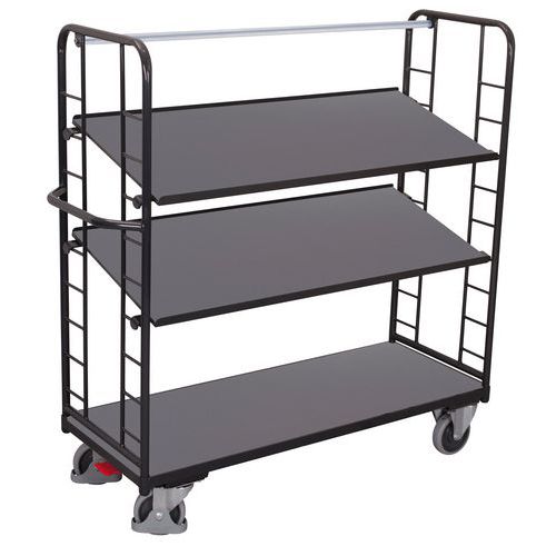 Ergonomischer hoher Wagen mit 3 Holzplatten - Tragkraft 500 kg