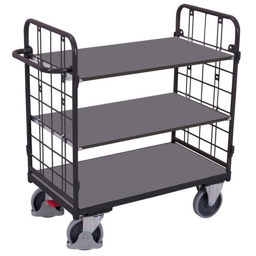 Wagen mit 3 Holzplatten - Vertikale Stangen - Tragkraft 500 kg