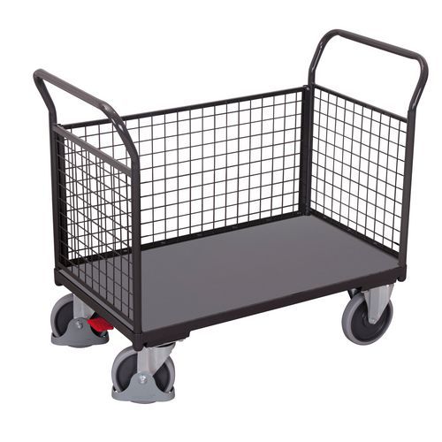 Chariot ergonomique habillage grillagé 400 et 500 kg - 2 dossiers +1 ridelle
