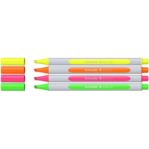 Textmarker Shine-Up in vier verschiedenen Farben - Schneider