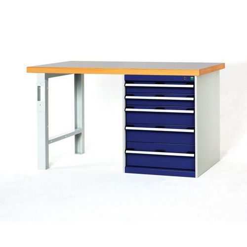 Arbeitstisch Cubio Combi mit 5 Schubfächern - Breite 150 cm - Polyrey