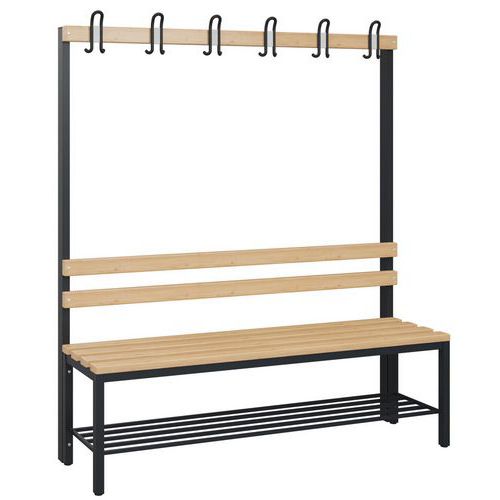 Holzbank - 4 bis 8 Haken - einseitig - mit Schuhablage - CP