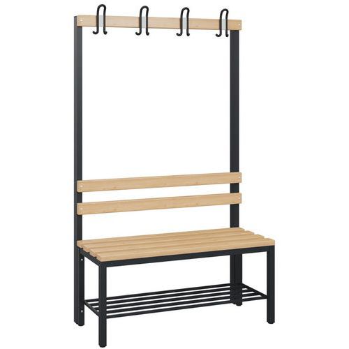 Holzbank - 4 bis 8 Haken - einseitig - mit Schuhablage - CP