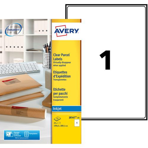 Transparentes Versandetikett, Avery - Tintenstrahldruck