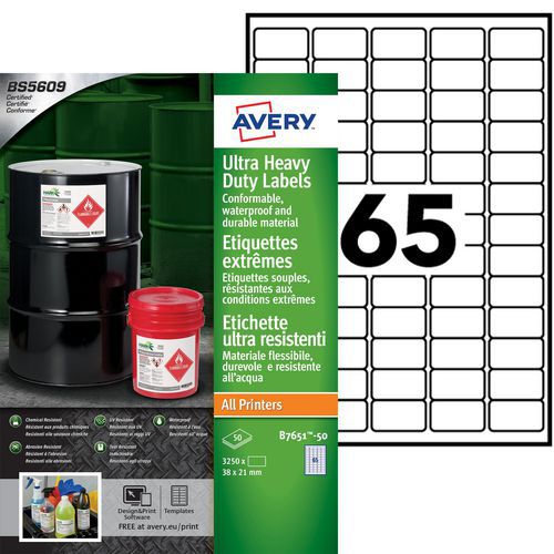 Extrem widerstandsfähige Polyethylen-Etiketten - Bedruckbar mit Laser- und Tintendruckern sowie Kopierern