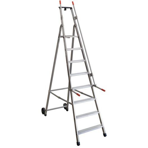 Stufenstehleiter Mayorà mit Sicherheitshandläufen und Rädern ‑ 5 bis 9 Stufen - Facal