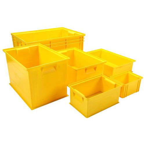 Stapelbarer Behälter - Gelb - Länge 200 bis 630 mm - 3,6 bis 85 L