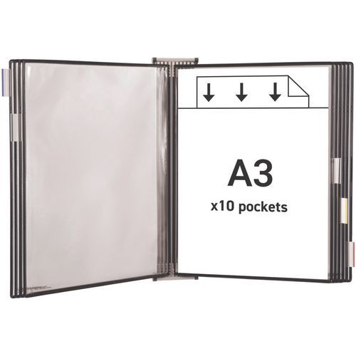 Wandhalter mit Drehgelenk Tarifold - 10 Hüllen für A3-Format