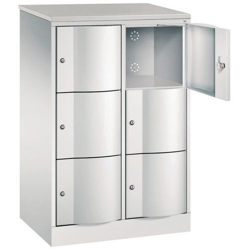 Vestiaire 6 et 10 cases porte antivandalisme - 2 colonnes largeur 380 mm - Sur socle - CP