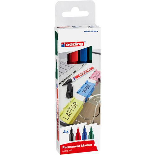 4 Permanentmarker, verschiedene Farben - Edding