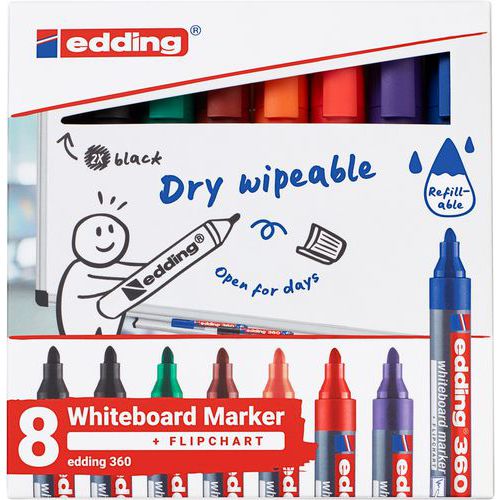 Set mit 8 abwischbaren Whiteboard-Markern - Edding