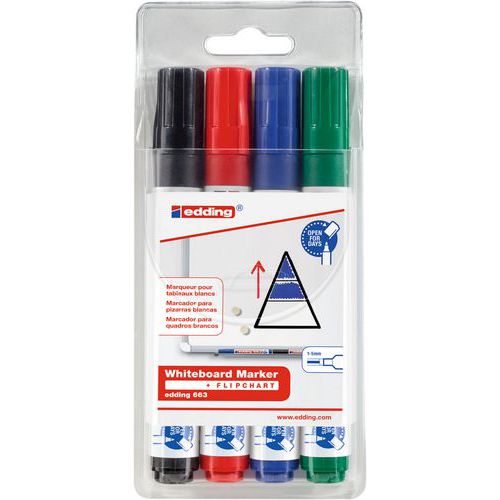 Set mit 4 abwischbaren Whiteboard-Markern - Edding