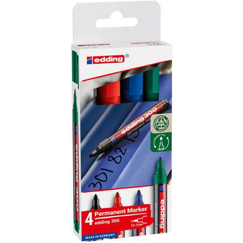 4 Permanentmarker, verschiedene Farben - Edding