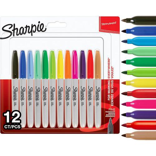 12 Permanentmarker, feine Spitze - verschiedene Farben - Sharpie®