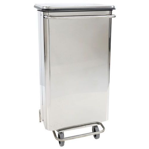 Mobiler Container mit Fußpedal, abnehmbare Vorderseite, Edelstahl, 110 L - Manutan Expert
