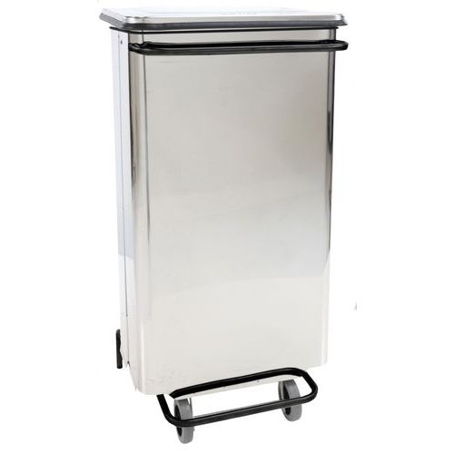 Mobiler Container mit Fußpedal, abnehmbare Vorderseite, Edelstahl, 110 L - Manutan Expert