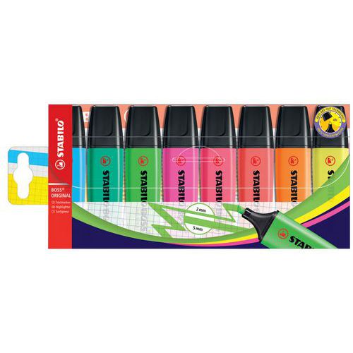 Set mit 8 Boss Original Neon-Textmarkern, farbsortiert - Stabilo